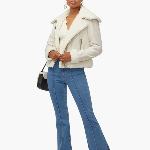 JustFab faux leather & sherpa aviator bonded jacket - Picture 4 of 5